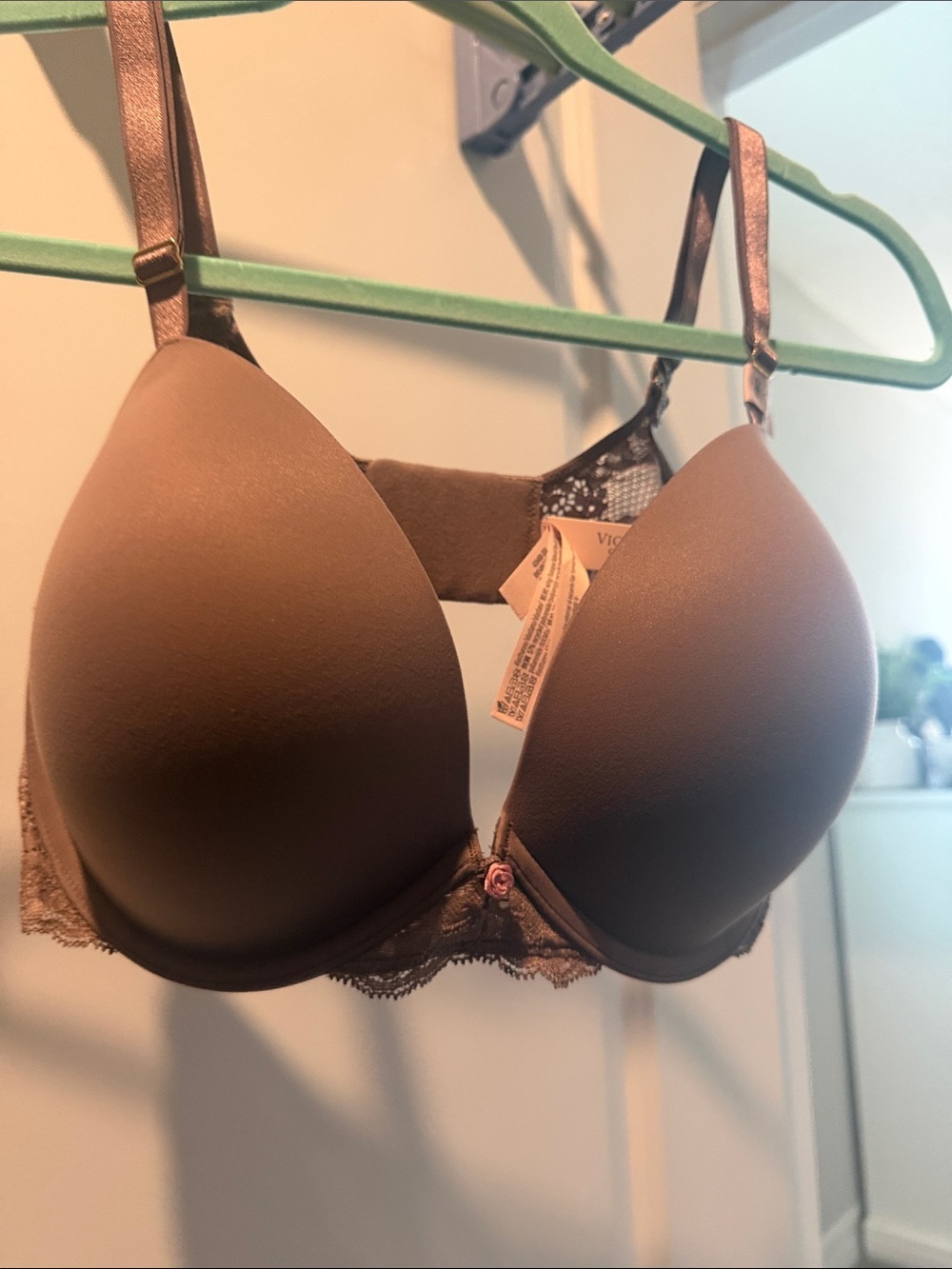Victoria's Secret Brown Lightly Padded Lace-Trim Push-Up Bra